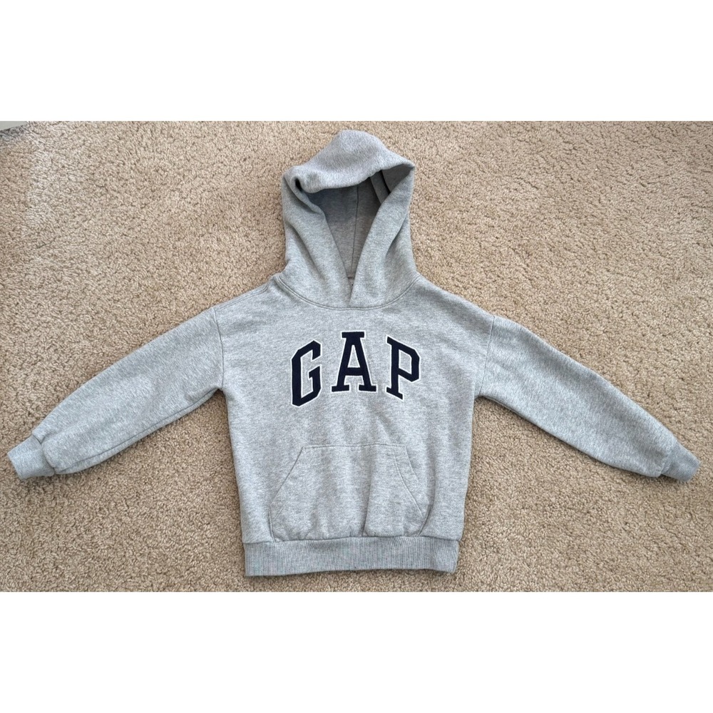 Baby GAP Boys Navy Blue Sweater Hoodie Size 5Y 5T LOGO Pockets 100%Cotton Lining